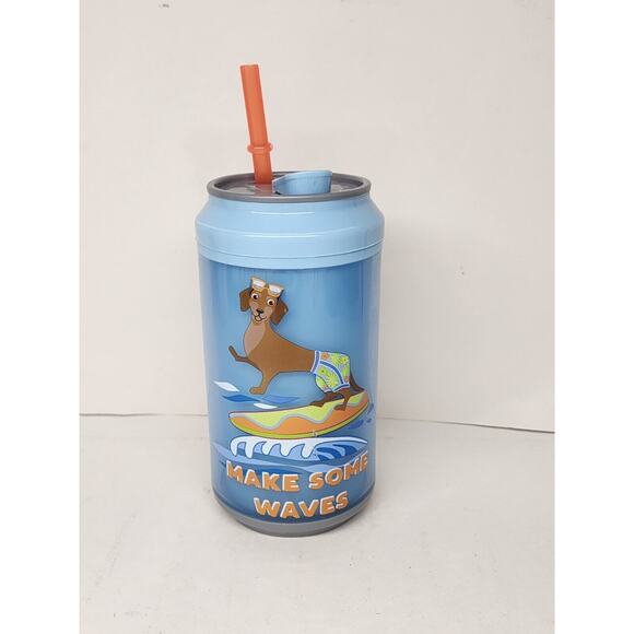 Tumbler With Straw & Lid - 12 Fl Oz- Insulated- kids age 5 up- Surfing Dog - Picture 1 of 5
